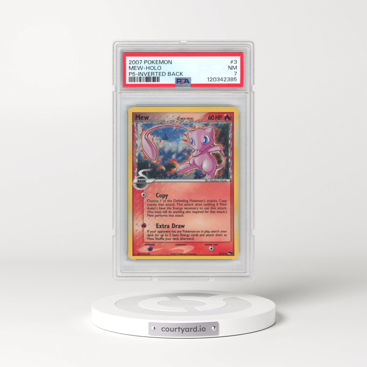 2007 Pokémon Pop Series 5 #3 Mew - Holo Inverted Back Error (PSA 7 NM)