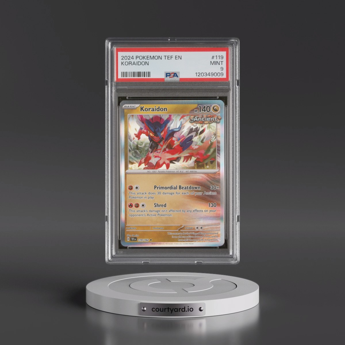 2024 Pokémon Tef EN-Temporal Forces #119 Koraidon (PSA 9 MINT)