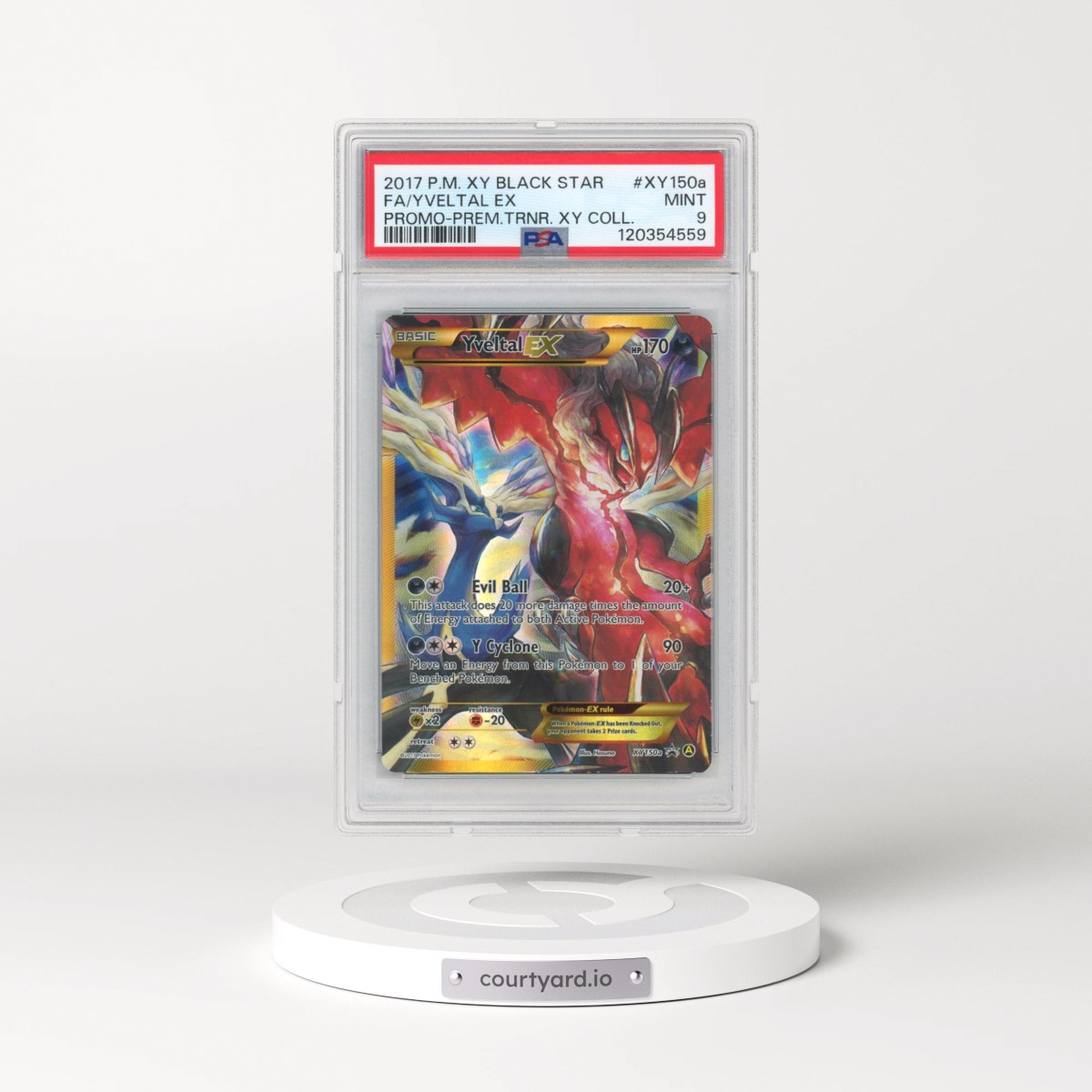 2017 Pokémon XY Black Star Promo #XY150a Yveltal EX - Holo Full Art Premium Trainer XY Collection (PSA 9 MINT)