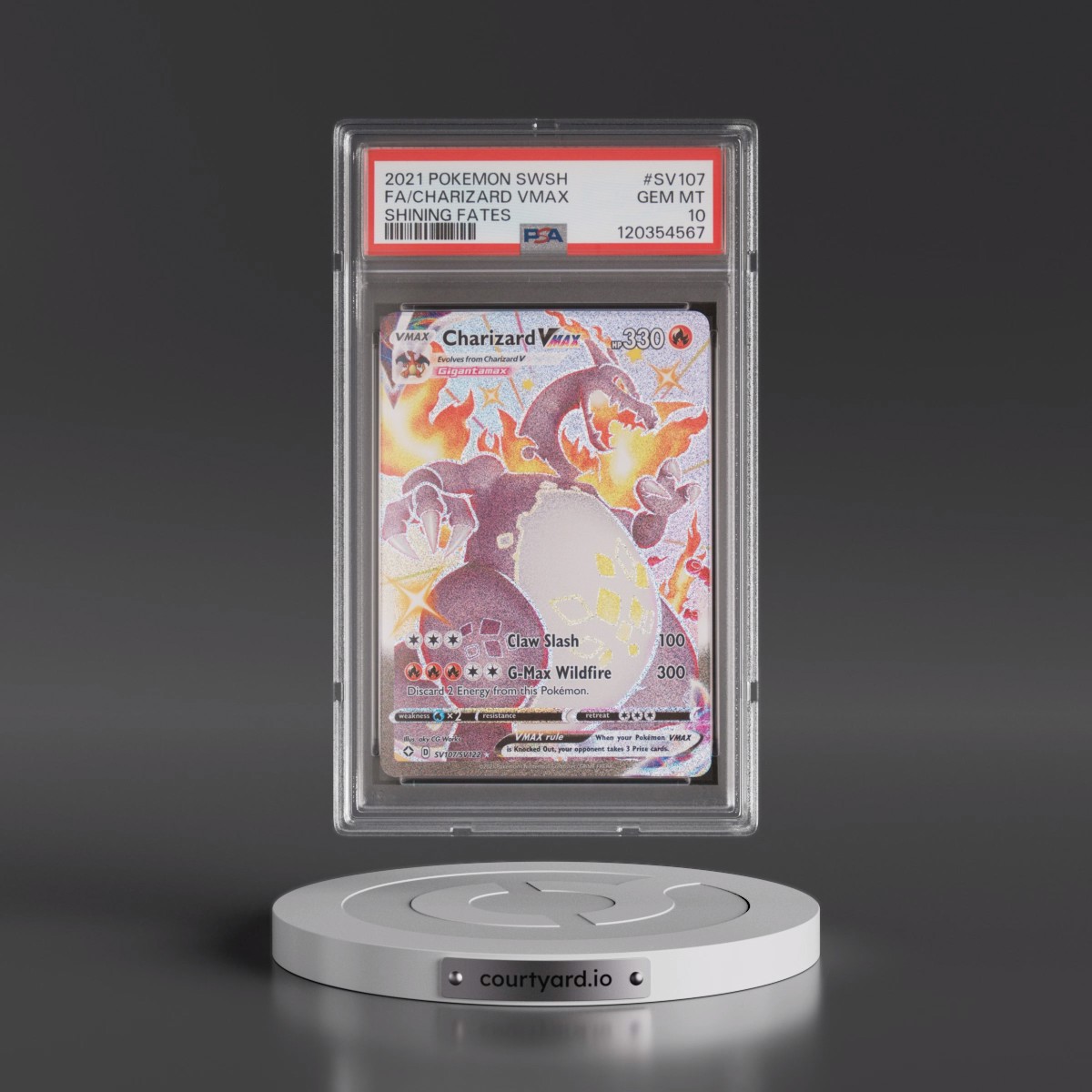 2021 Pokémon Sword & Shield Shining Fates #SV107 Charizard Vmax - Full Art (PSA 10 GEM MINT)