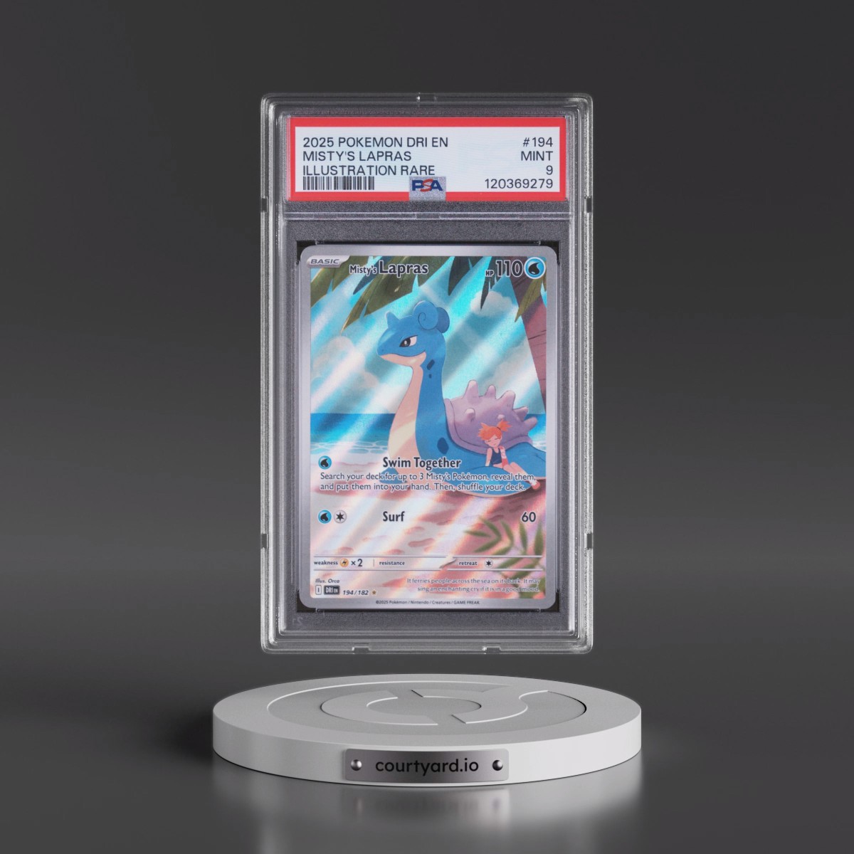 2025 Pokémon Dri EN-Destined Rivals #194 Misty's Lapras - Illustration Rare (PSA 9 MINT)