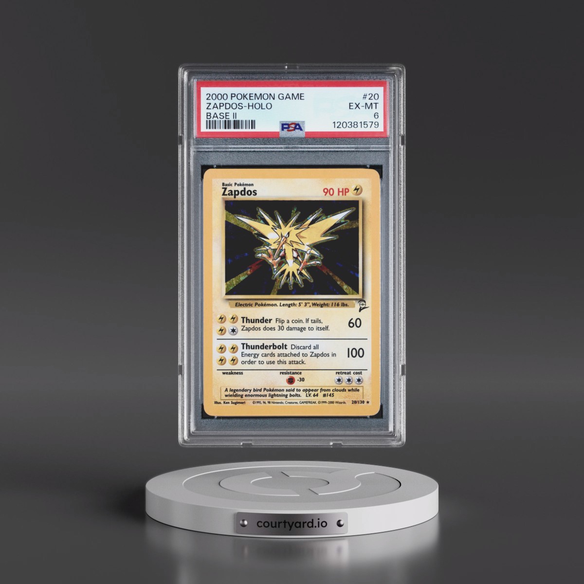 2000 Pokémon Game Base II #20 Zapdos - Holo (PSA 6 EX-MT)