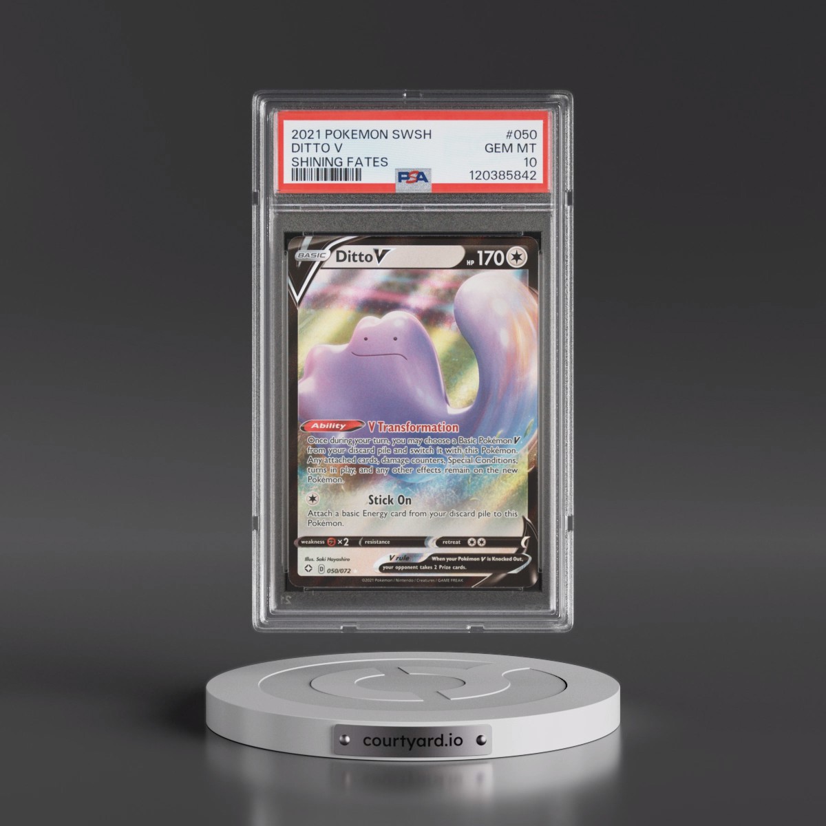 2021 Pokémon Sword & Shield Shining Fates #050 Ditto V - Holo (PSA 10 GEM MINT)