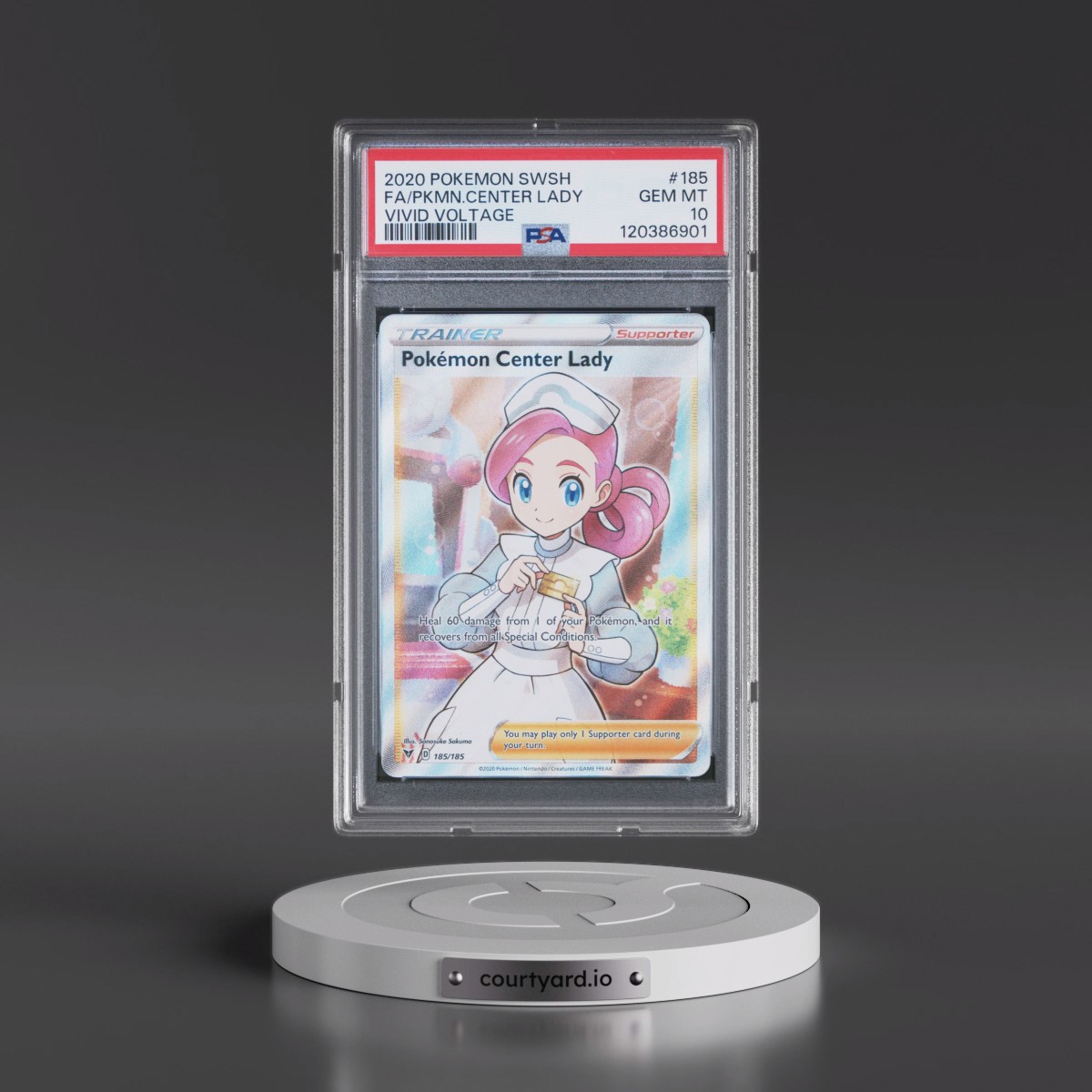 2020 Pokémon Sword & Shield Vivid Voltage #185 Pokemon Center Lady - Full Art (PSA 10 GEM MINT)