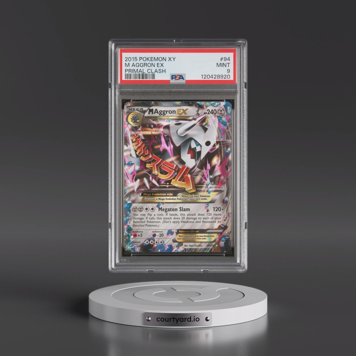 2015 Pokémon XY Primal Clash #94 M Aggron EX - Holo (PSA 9 MINT)