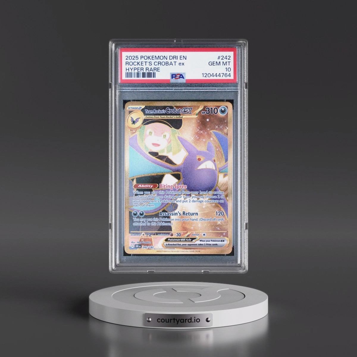 2025 Pokémon Dri EN-Destined Rivals #242 Team Rocket's Crobat EX - Holo Hyper Rare (PSA 10 GEM MINT)
