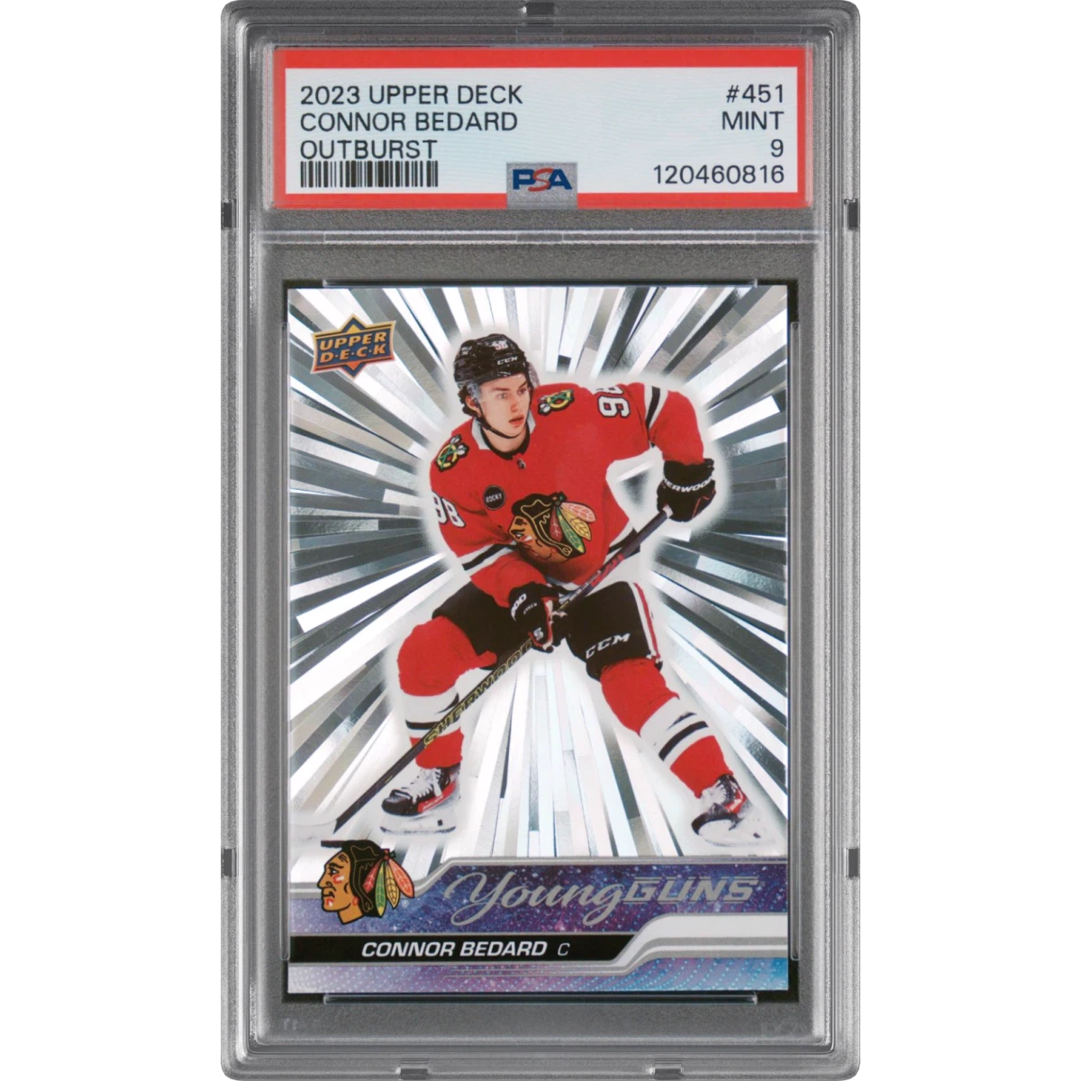2023 Upper Deck #451 Connor Bedard - Outburst (PSA 9 MINT)