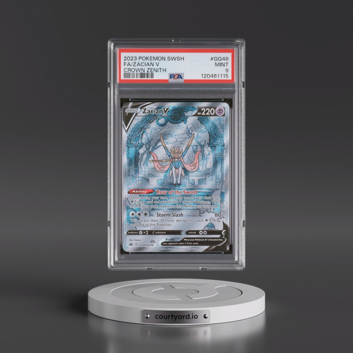 2023 Pokémon Sword and Shield Crown Zenith #GG48 Zacian V - Holo Full Art (PSA 9 MINT)