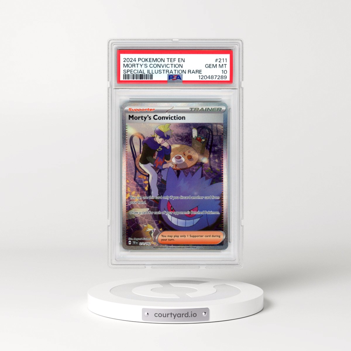 2024 Pokémon Tef EN-Temporal Forces #211 Morty's Conviction - Special Illustration Rare (PSA 10 GEM MINT)