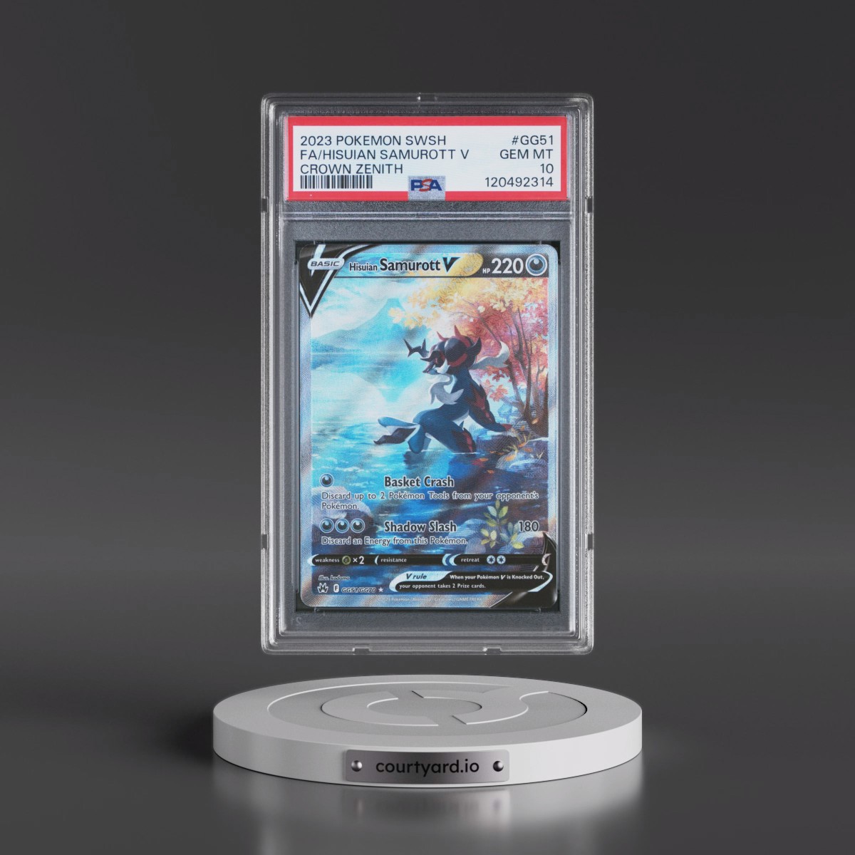 2023 Pokémon Sword and Shield Crown Zenith #GG51 Hisuian Samurott V - Holo Full Art (PSA 10 GEM MINT)