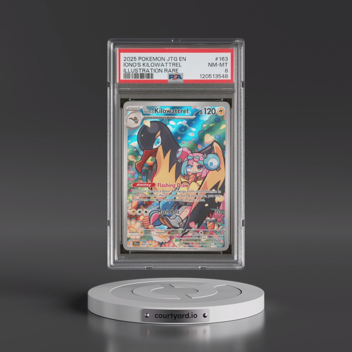 2025 Pokémon Jtg EN-Journey Together #163 Iono's Kilowattrel - Illustration Rare (PSA 8 NM-MT)