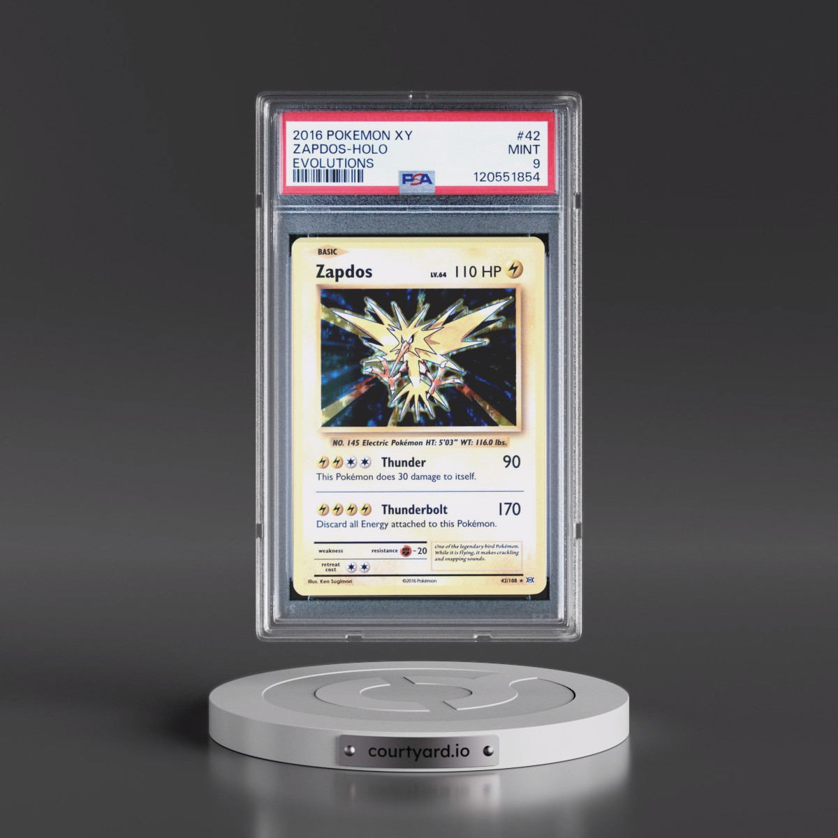 2016 Pokémon XY Evolutions #42 Zapdos - Holo (PSA 9 MINT)