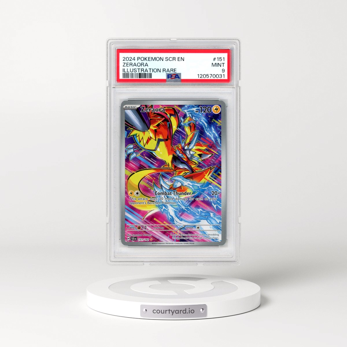 2024 Pokémon Scr EN-Stellar Crown #151 Zeraora - Illustration Rare (PSA 9 MINT)