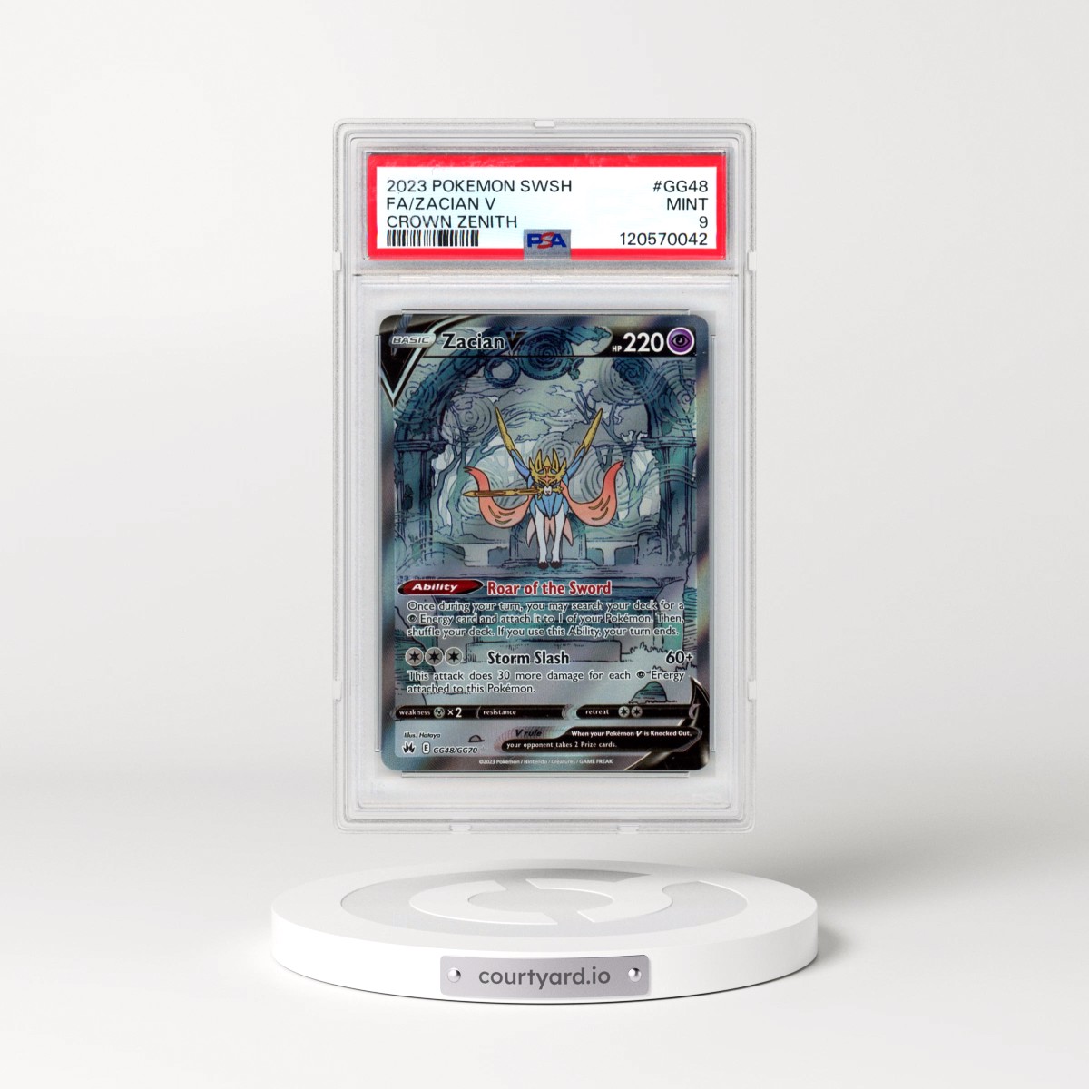 2023 Pokémon Sword and Shield Crown Zenith #GG48 Zacian V - Holo Full Art (PSA 9 MINT)