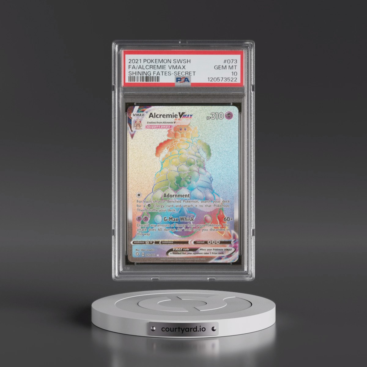 2021 Pokémon Sword & Shield Shining Fates #073 Alcremie Vmax - Full Art Secret (PSA 10 GEM MINT)