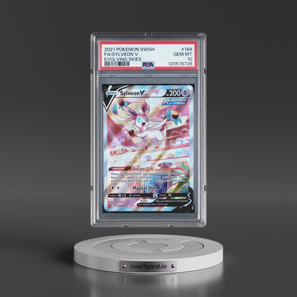 2021 Pokémon Sword & Shield Evolving Skies #184 Sylveon V - Holo Full Art (PSA 10 GEM MINT)