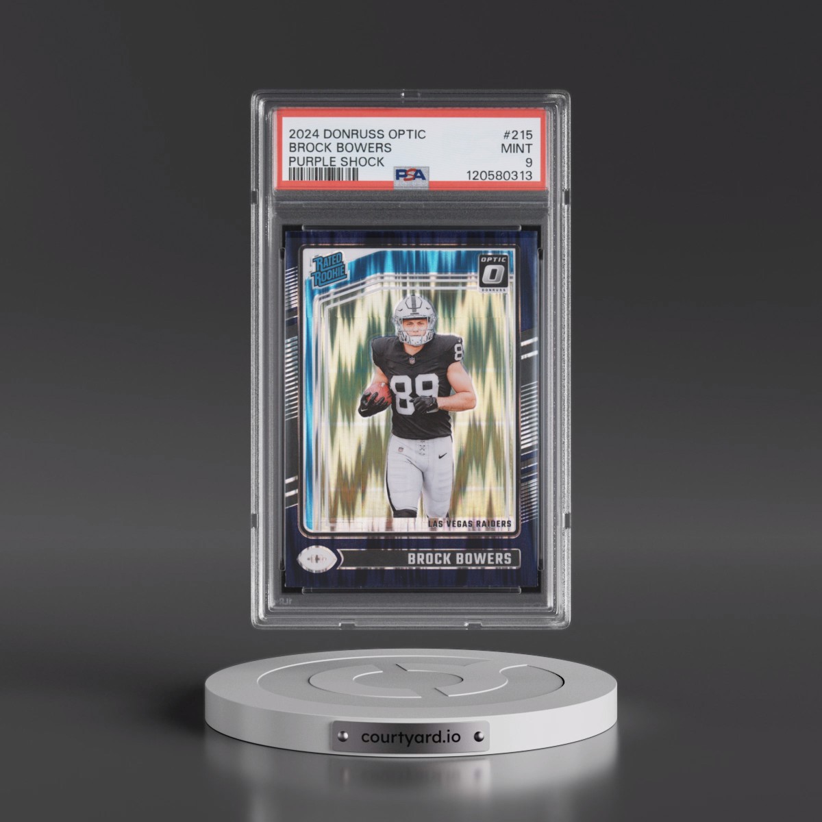 2024 Panini Donruss Optic #215 Brock Bowers - Purple Shock (PSA 9 MINT)