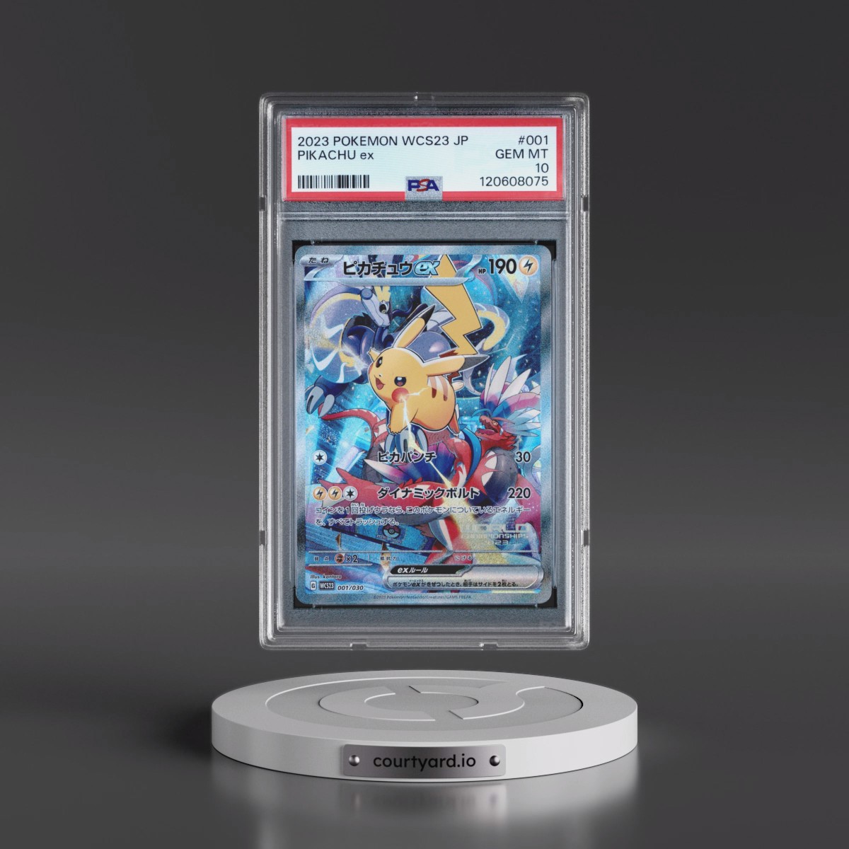 2023 Pokémon WCS23-World Championships Yokohama Deck: Pikachu #001 Pikachu EX - Holo (PSA 10 GEM MINT)