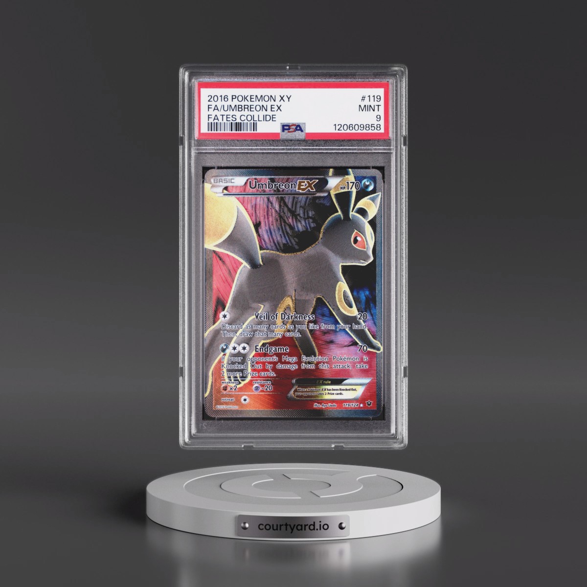 2016 Pokémon XY Fates Collide #119 Umbreon EX - Holo Full Art (PSA 9 MINT)