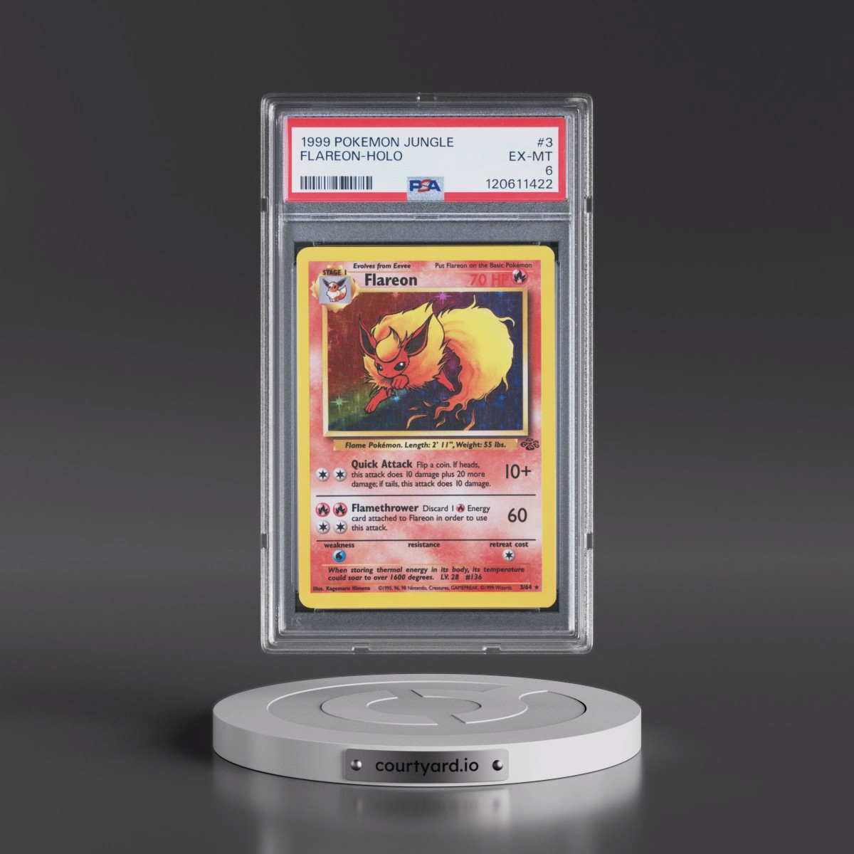 1999 Pokémon Jungle #3 Flareon - Holo (PSA 6 EX-MT)