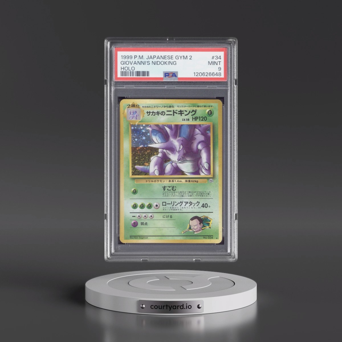 1999 Pokémon Gym 2 #34 Giovanni's Nidoking - Holo (PSA 9 MINT)