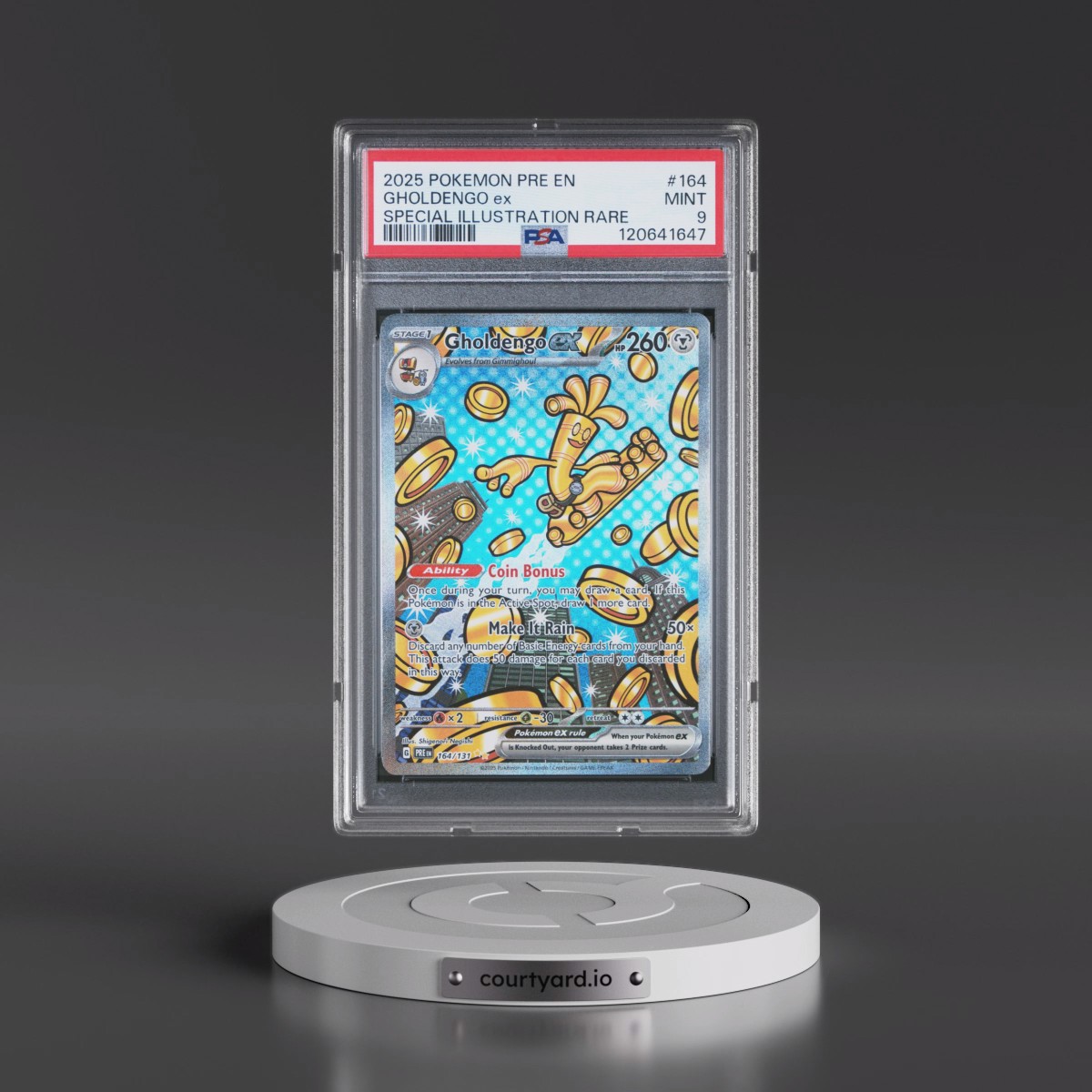 2025 Pokémon Pre EN-Prismatic Evolutions #164 Gholdengo EX - Holo Special Illustration Rare (PSA 9 MINT)