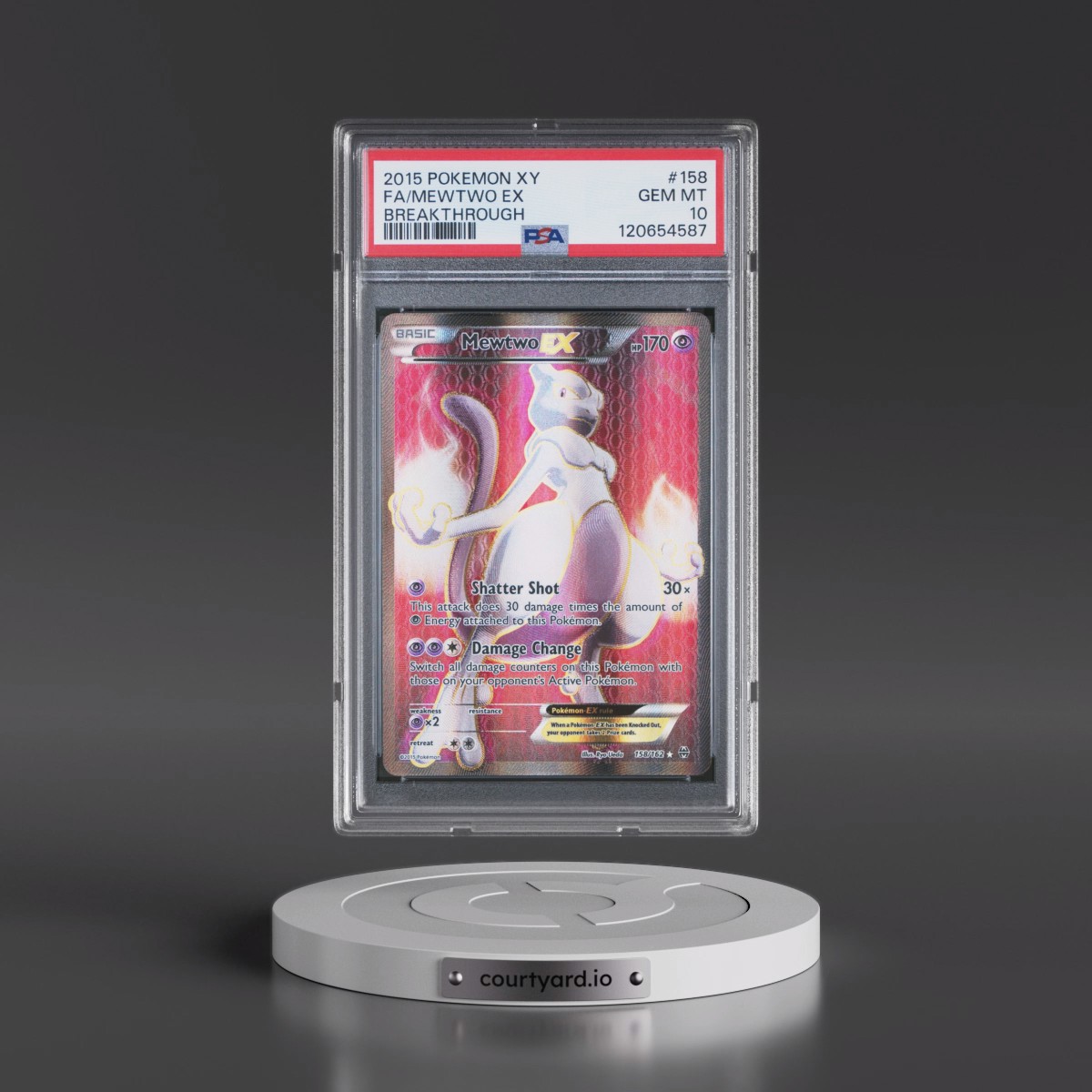 2015 Pokémon XY Breakthrough #158 Mewtwo EX - Holo Full Art (PSA 10 GEM MINT)