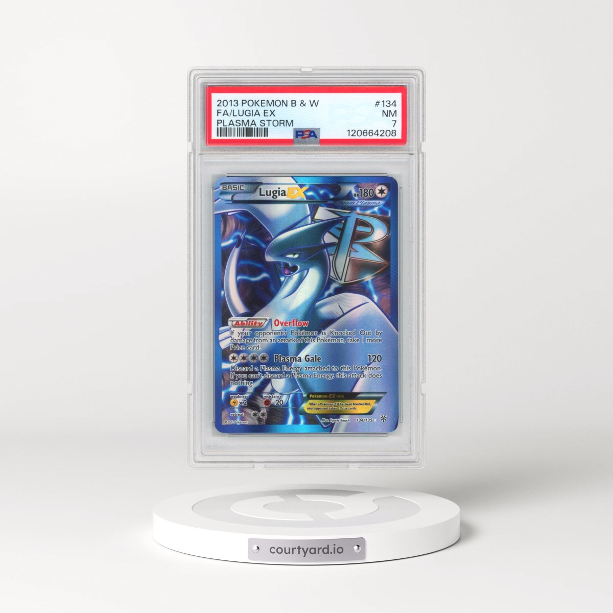 2013 Pokémon Black & White Plasma Storm #134 Lugia EX - Holo Full Art (PSA 7 NM)
