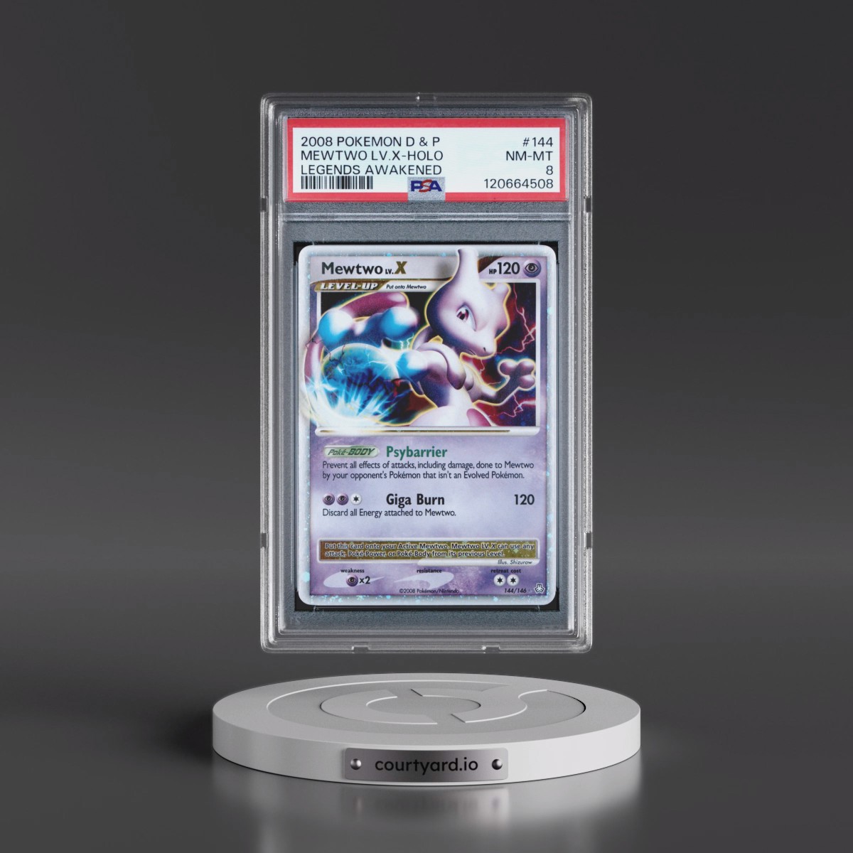 2008 Pokémon Diamond & Pearl Legends Awakened #144 Mewtwo LV.X - Holo (PSA 8 NM-MT)
