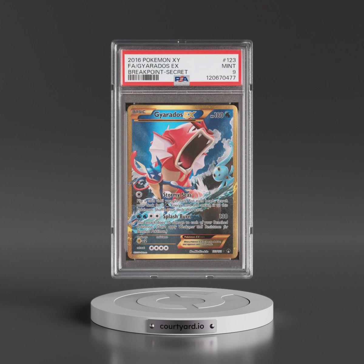 2016 Pokémon XY Breakpoint #123 Gyarados EX - Holo Full Art Secret (PSA 9 MINT)