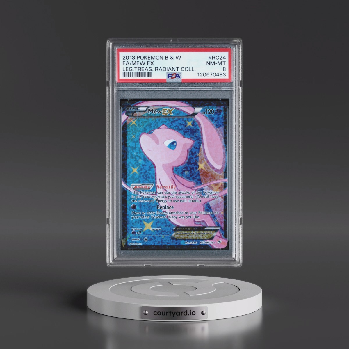 2013 Pokémon Black & White Legendary Treasures Radiant Collection #RC24 Mew EX - Holo Full Art (PSA 8 NM-MT)