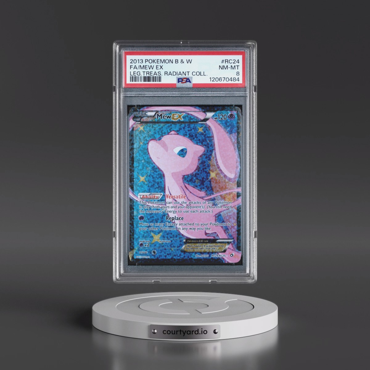 2013 Pokémon Black & White Legendary Treasures Radiant Collection #RC24 Mew EX - Holo Full Art (PSA 8 NM-MT)