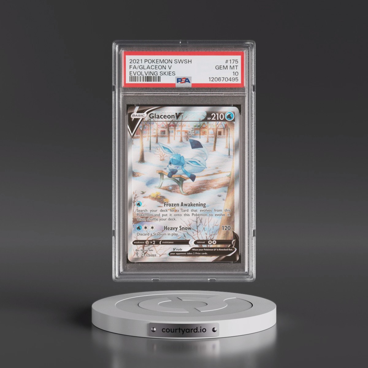 2021 Pokémon Sword & Shield Evolving Skies #175 Glaceon V - Holo Full Art (PSA 10 GEM MINT)