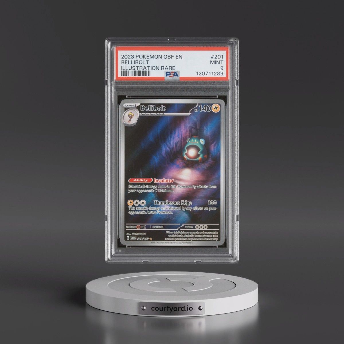2023 Pokémon Obf EN-Obsidian Flames #201 Bellibolt - Illustration Rare (PSA 9 MINT)