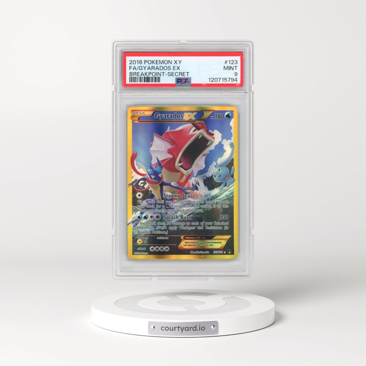 2016 Pokémon XY Breakpoint #123 Gyarados EX - Holo Full Art Secret (PSA 9 MINT)