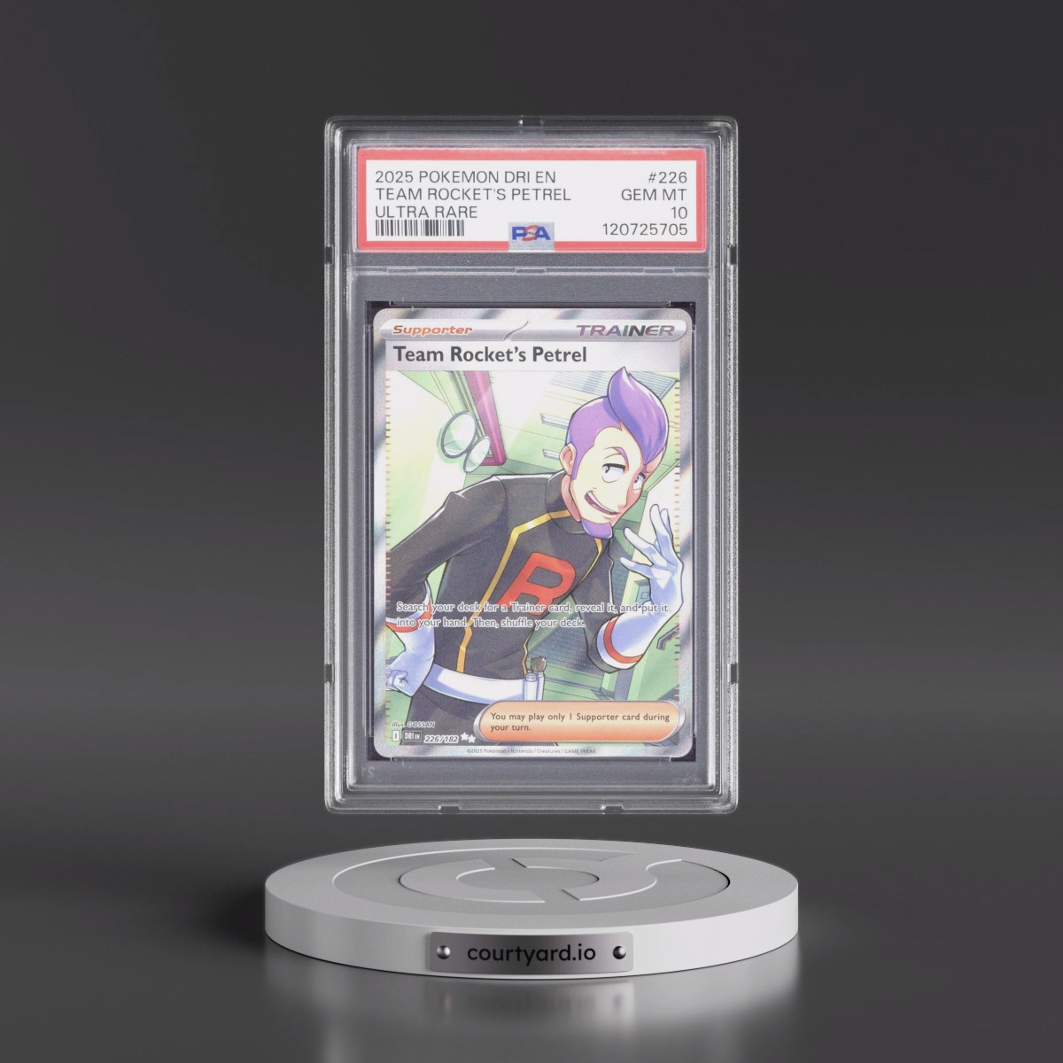 2025 Pokémon Dri EN-Destined Rivals #226 Team Rocket's Petrel - Ultra Rare (PSA 10 GEM MINT)