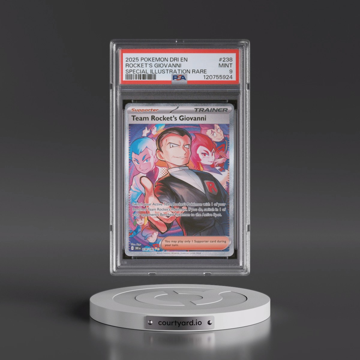 2025 Pokémon Dri EN-Destined Rivals #238 Team Rocket's Giovanni - Special Illustration Rare (PSA 9 MINT)