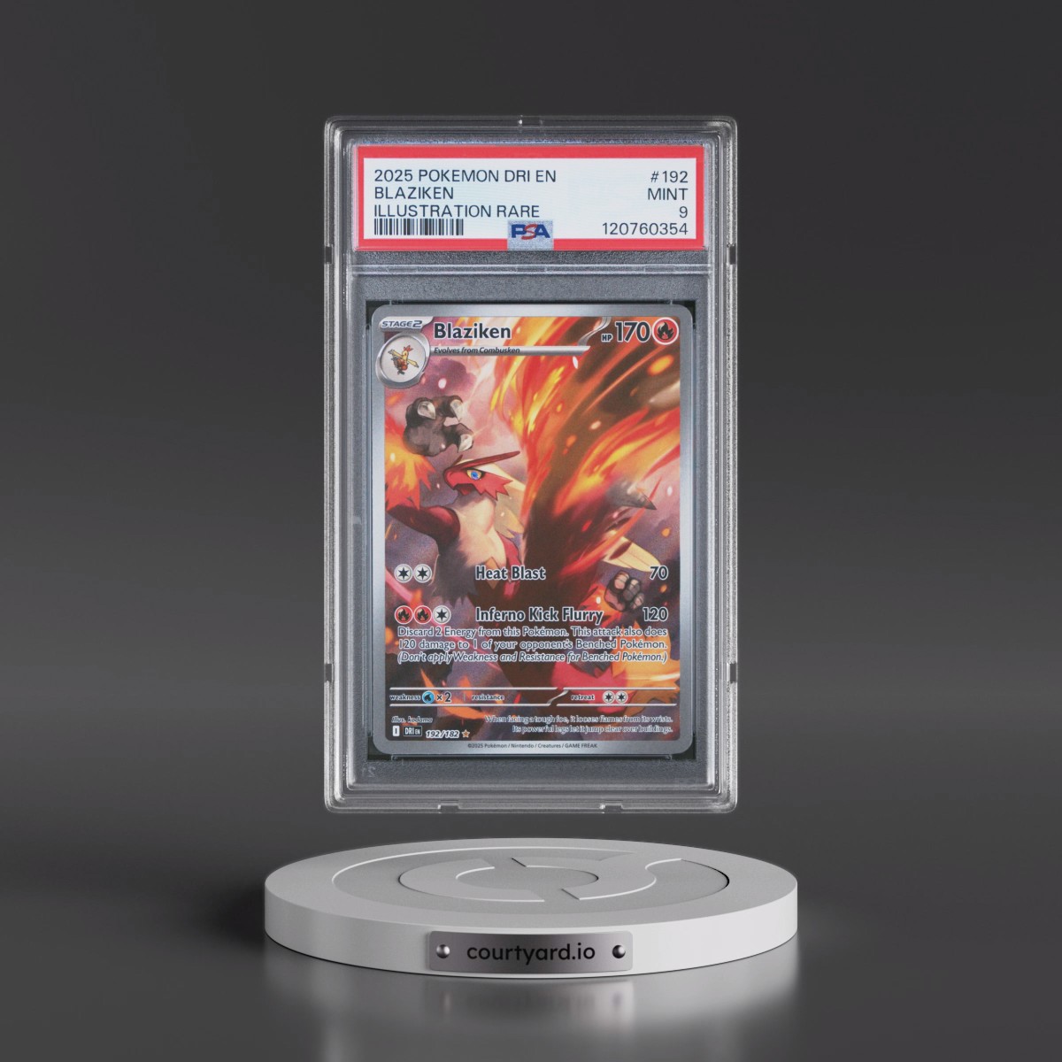 2025 Pokémon Dri EN-Destined Rivals #192 Blaziken - Illustration Rare (PSA 9 MINT)