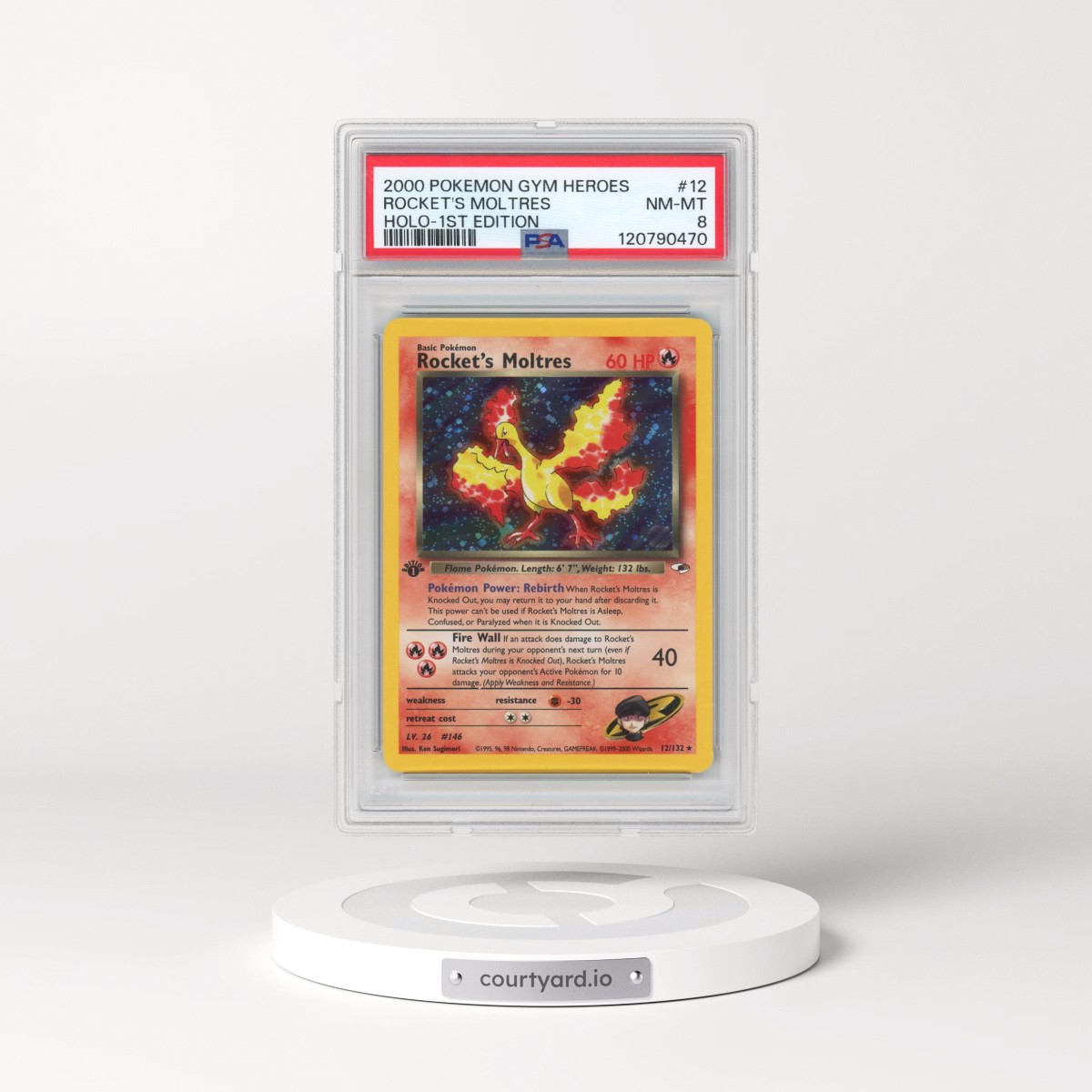2000 Pokémon Gym Heroes #12 Rocket's Moltres - 1st Edition Holo (PSA 8 NM-MT)