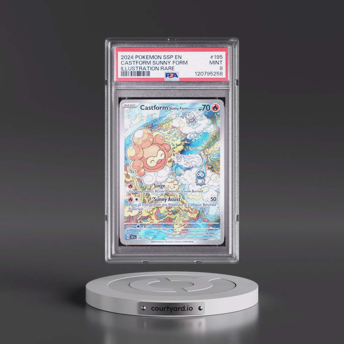 2024 Pokémon Ssp EN-Surging Sparks #195 Castform Sunny Form - Illustration Rare (PSA 9 MINT)
