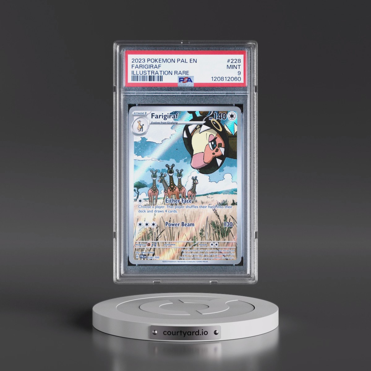 2023 Pokémon Pal EN-Paldea Evolved #228 Farigiraf - Illustration Rare (PSA 9 MINT)