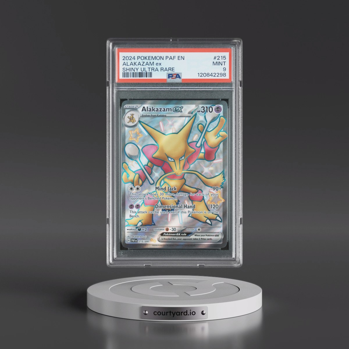 2024 Pokémon Paf EN-Paldean Fates #215 Alakazam EX - Holo Shiny Ultra Rare (PSA 9 MINT)