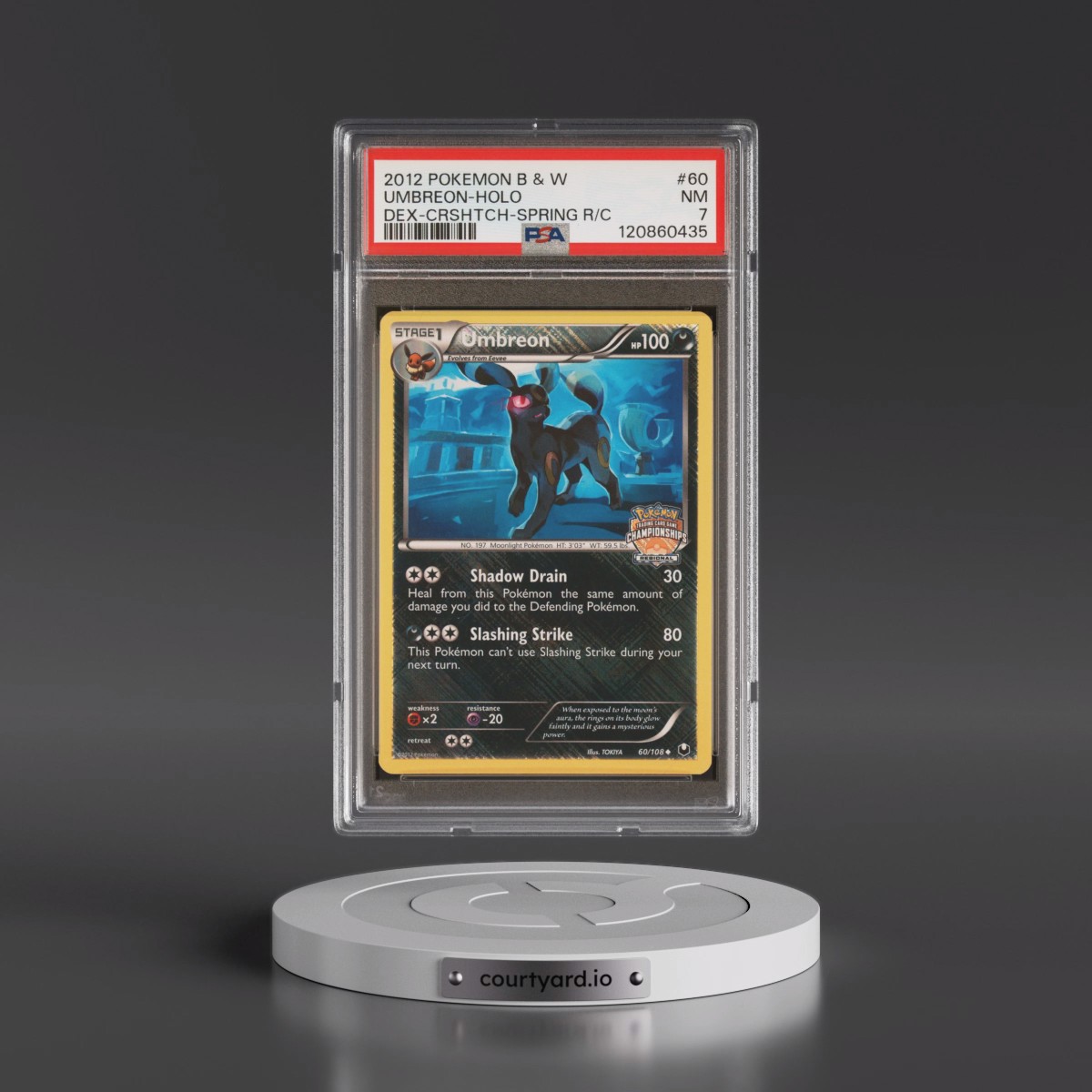 2012 Pokémon Black & White Dark Explorers #60 Umbreon - Holo Crosshatch-2012 Spring Regional Championships (PSA 7 NM)