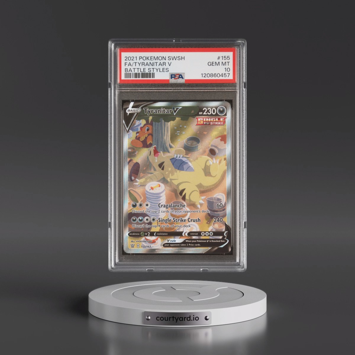 2021 Pokémon Sword & Shield Battle Styles #155 Tyranitar V - Holo Full Art (PSA 10 GEM MINT)