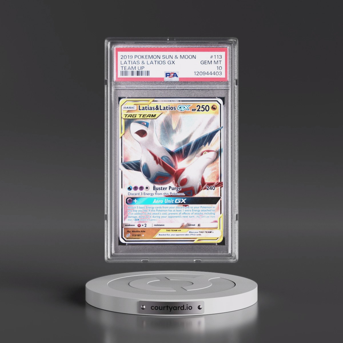 2019 Pokémon Sun & Moon Team Up #113 Latias & Latios GX - Holo (PSA 10 GEM MINT)