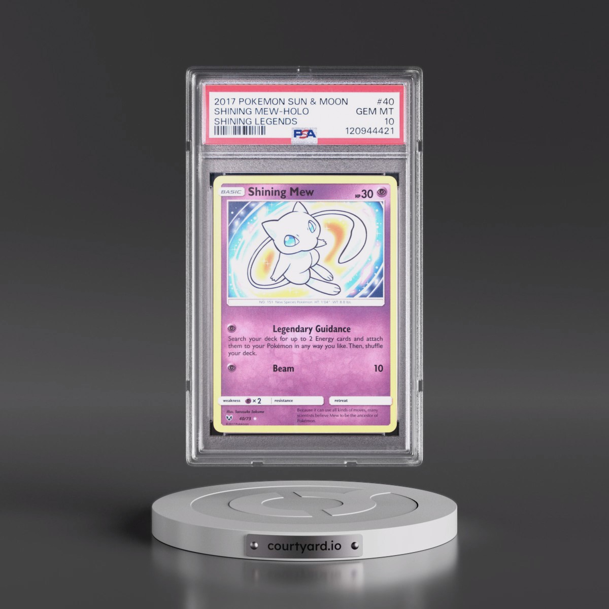 2017 Pokémon Sun & Moon Shining Legends #40 Shining Mew - Holo Holo (PSA 10 GEM MINT)