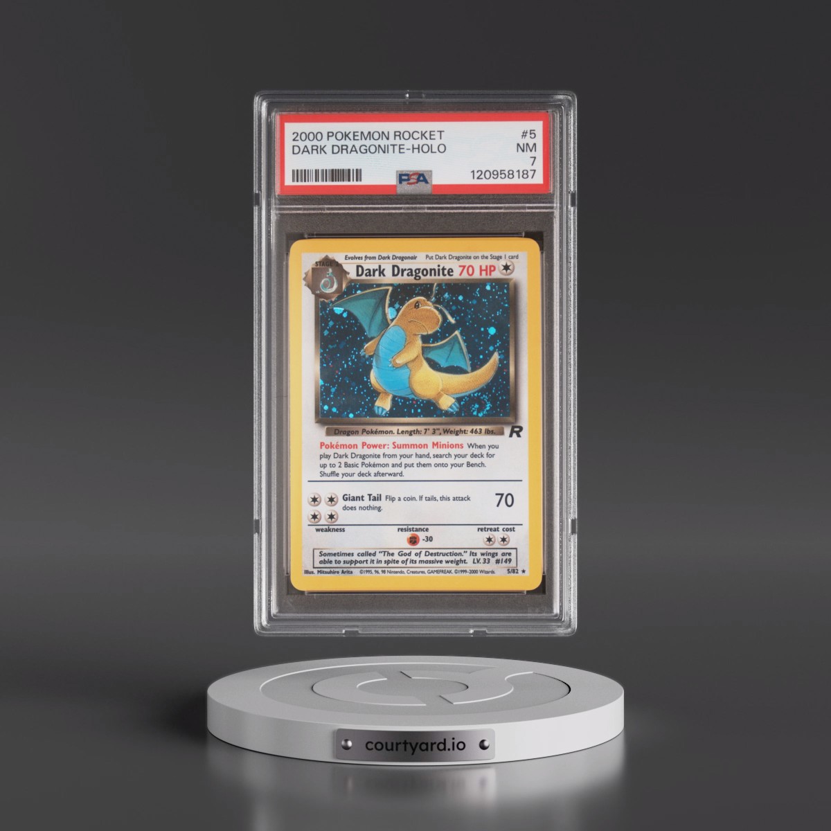 2000 Pokémon Rocket #5 Dark Dragonite - Holo (PSA 7 NM)