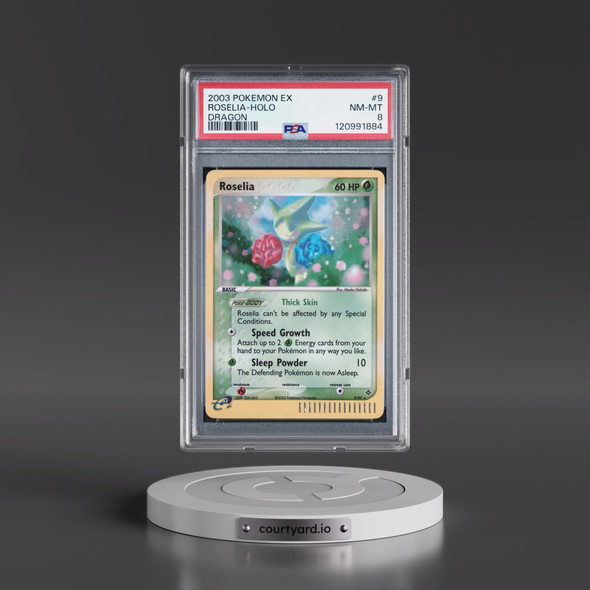 2003 Pokémon EX Dragon #9 Roselia - Holo (PSA 8 NM-MT)