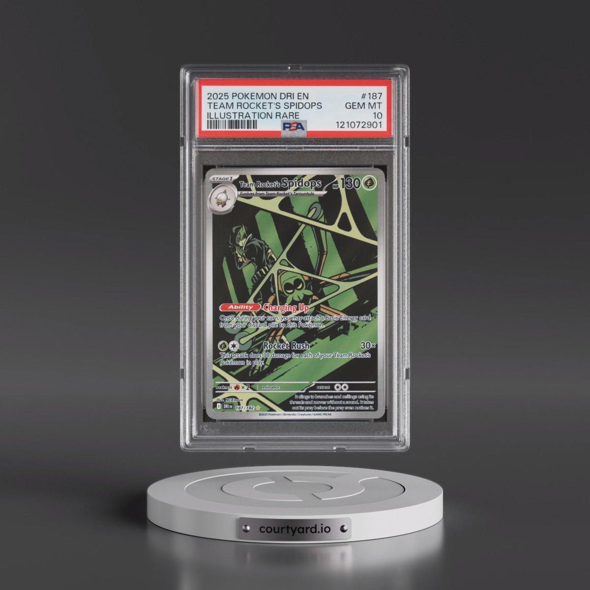 2025 Pokémon Dri EN-Destined Rivals #187 Team Rocket's Spidops - Illustration Rare (PSA 10 GEM MINT)
