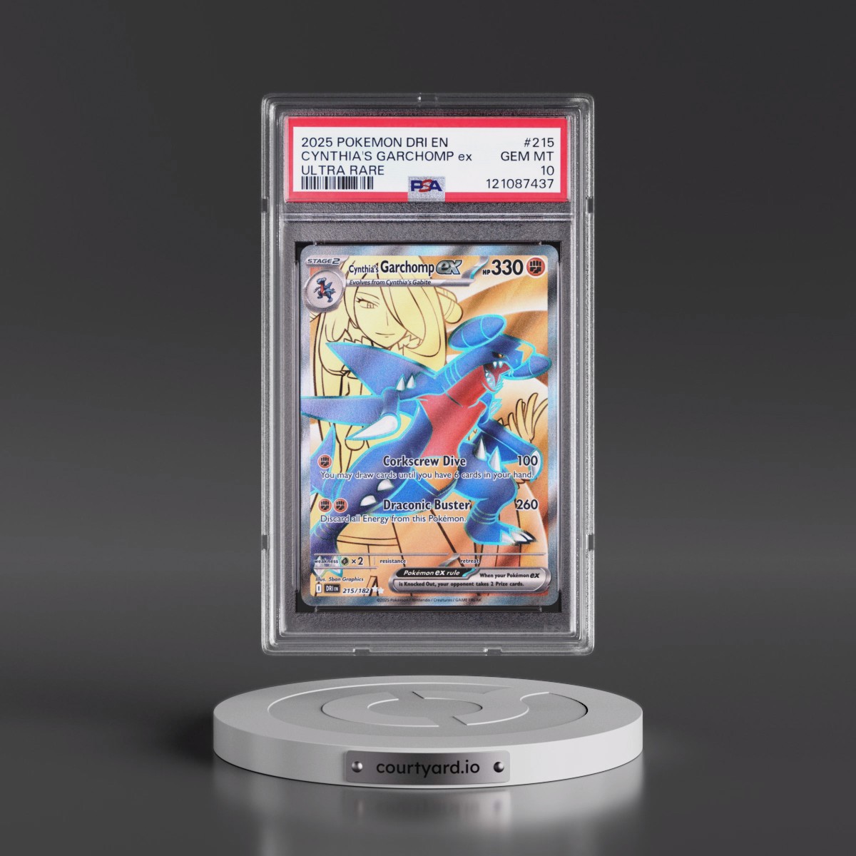 2025 Pokémon Dri EN-Destined Rivals #215 Cynthia's Garchomp EX - Holo Ultra Rare (PSA 10 GEM MINT)